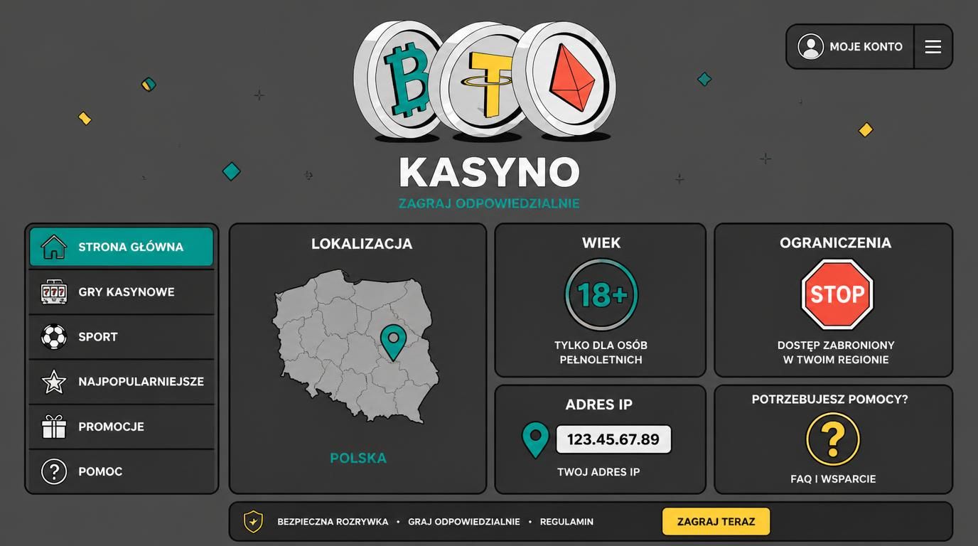 Mapa Polski z zaznaczeniem kraju, symbol wieku i znak zapytania przy lokalizacji.